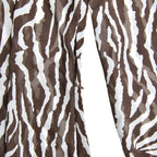 Sheer mesh see through zebra print long sleeve zip-up contrast maxi dress