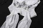 Mesh embroidery ruffle backless cami top  | Festival Outfits Women