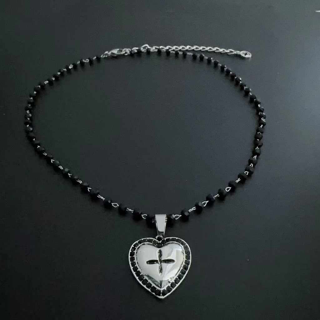Heart cross beaded 2 pcs necklace  | Festival Outfits Women