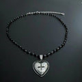 Heart cross beaded 2 pcs necklace  | Festival Outfits Women