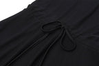 Long flared sleeve crewneck self tie mesh backless mini dress