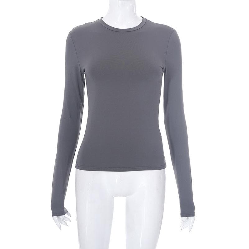 Crewneck solid long sleeve top