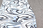 Ripple print contrast high neck short sleeve mini dress