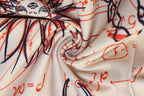 Long sleeve crewneck print drawstring ruched mini dress