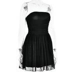 Ruched backless glitter mesh tube mini dress  | Festival Outfits Women