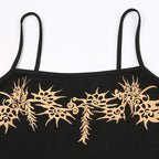 Abstract contrast backless square neck cami top