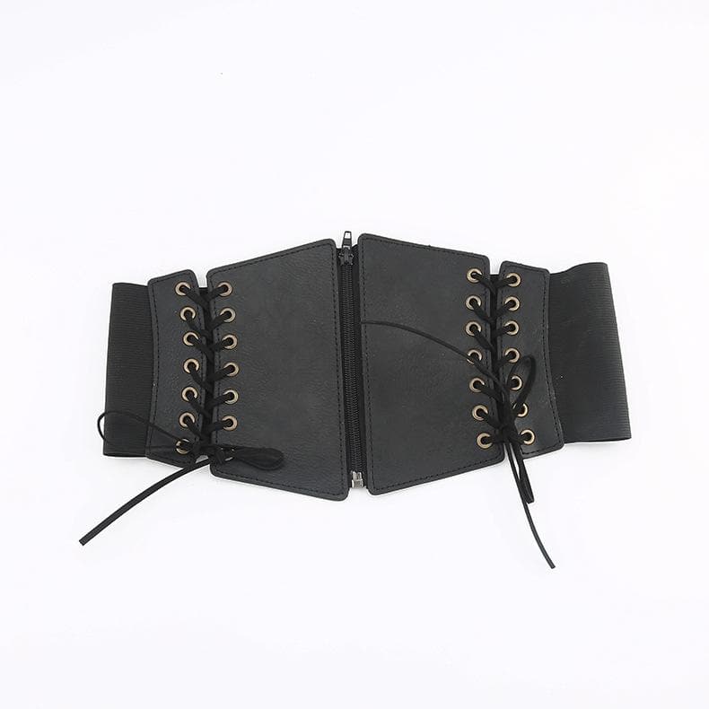 PU leather lace up zip-up corset  | Festival Outfits Women