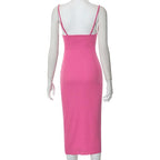 Sleeveless solid ruched ribbed backless cami dress