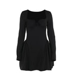 Long sleeve sweetheart neck bowknot mini dress  | Festival Outfits Women