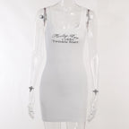 Square neck "Twinkle Start" pattern sleeveless contrast mini dress