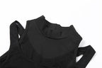 Hollow out high neck corset sleeveless zip-up crop cut out top