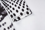 Long sleeve cross front print ruched drawstring dress