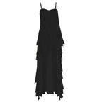 Ruched mesh ruffle sweetheart neck cami maxi dress  | Festival Outfits Women