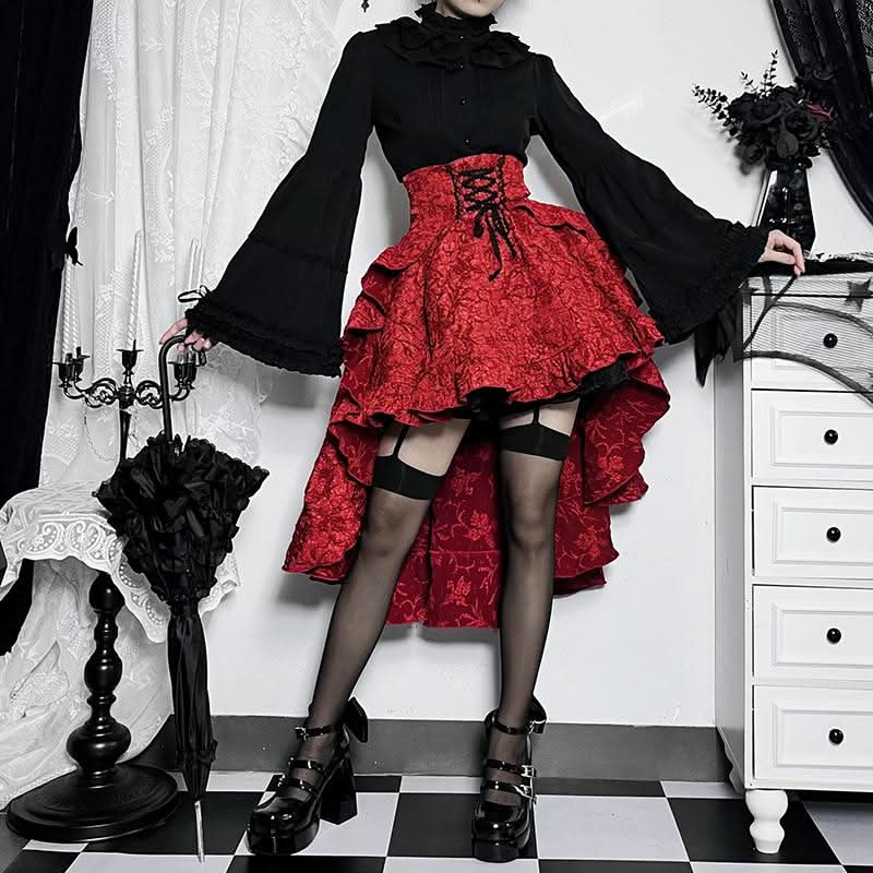 Lace up corset ruffle textured zip-up mini skirt  | Festival Outfits Women