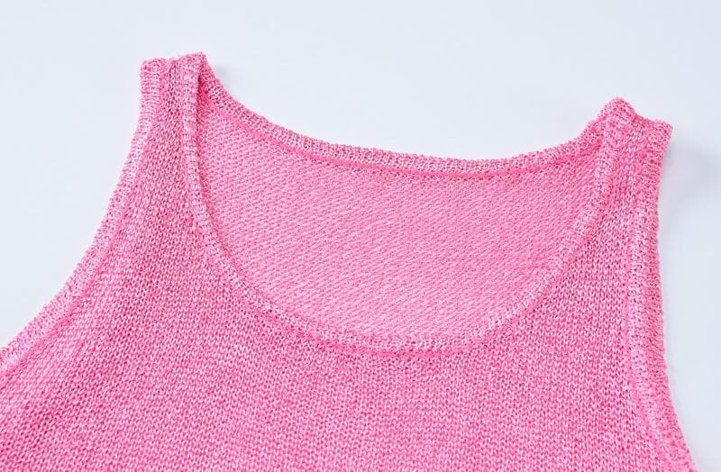 Sleeveless u neck tassels knitted mini dress  | Festival Outfits Women