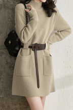 Isidora Effortless High Neck Belted Knit Dress Premium Wardrobe Essential