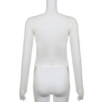 Fluffy patchwork solid long sleeve self tie top