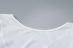 Pleated solid long sleeve self tie backless mini dress