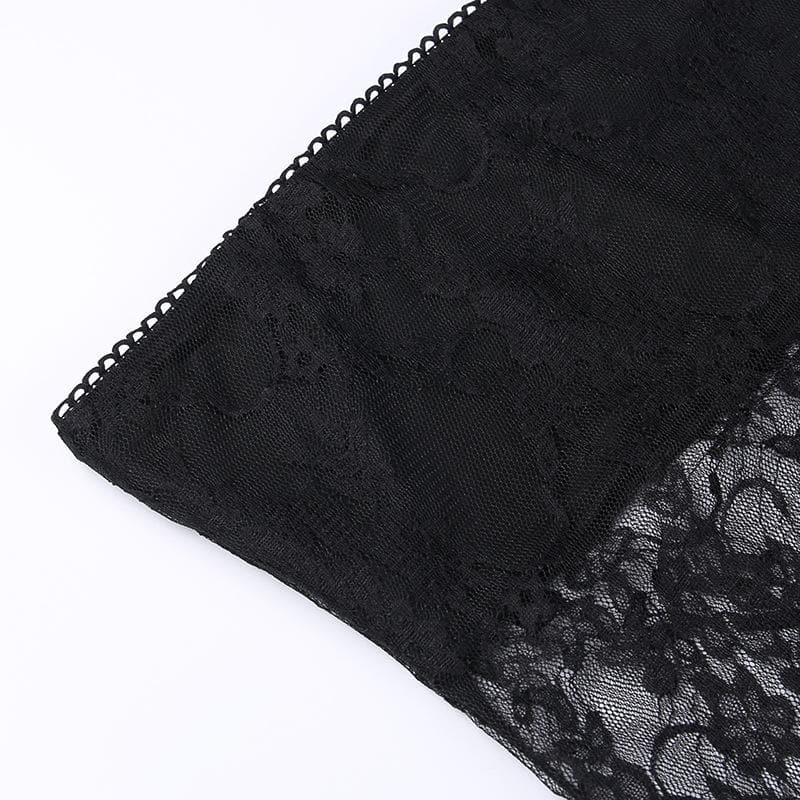 Lace see through solid slit backless tube dress - Final Sale