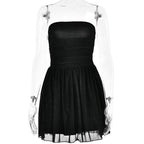 Ruched backless glitter mesh tube mini dress  | Festival Outfits Women