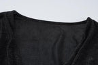 Long sleeve cowl neck ruched glitter solid mini dress