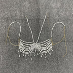 Halter beaded tassels hollow out crop cut out top  | Festival Outfits Women