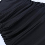Ruched flower applique hollow out backless slit mini dress