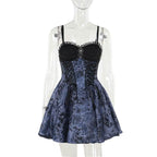 Sweetheart neck beaded smocked lace up cami mini dress  | Festival Outfits Women