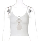 Hollow out low cut ring cami cut out top