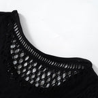 Hollow out solid fishnet long sleeve jumpsuit  | Festival Outfits Women