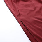 Solid satin ruched one shoulder slit midi dress