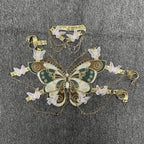 Butterfly embroidery metal chain halter top with choker  | Festival Outfits Women