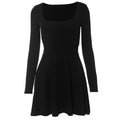 Square neck long sleeve solid lace up 2-way mini dress