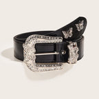 Butterfly rhinestone PU leather belt  | Festival Outfits Women