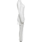 Textured see through o ring irregular long sleeve ruched mini dress