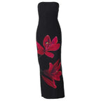 Flower print knotted backless tube maxi dress  | Festival Outfits Women