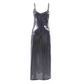 Metallic v neck backless solid low cut cami maxi dress