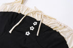 Sleeveless square neck ruffle patchwork contrast mini dress