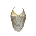 Halter metal chain beaded hollow out cut out top  | Festival Outfits Women