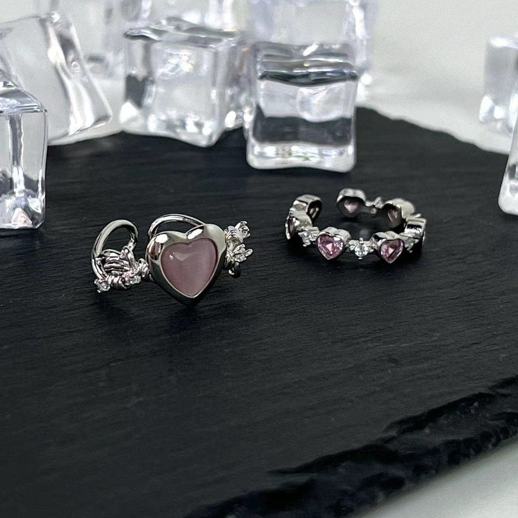 Heart rhinestone contrast ring  | Festival Outfits Women
