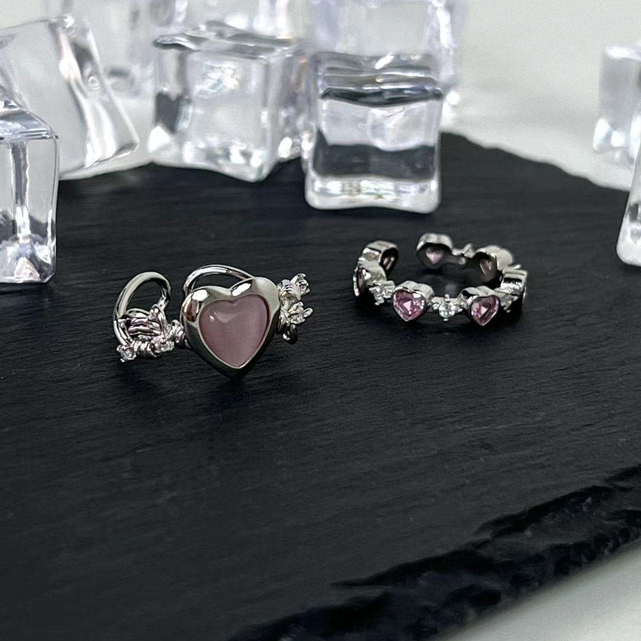 Heart rhinestone contrast ring  | Festival Outfits Women