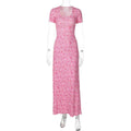 U neck flower print lace up maxi dress  | Festival Outfits Women