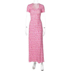 U neck flower print lace up maxi dress  | Festival Outfits Women