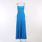 Sleeveless solid knitted backless cami midi dress - Final Sale