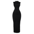 High neck o ring butterfly applique backless slit midi dress  | Festival Outfits Women