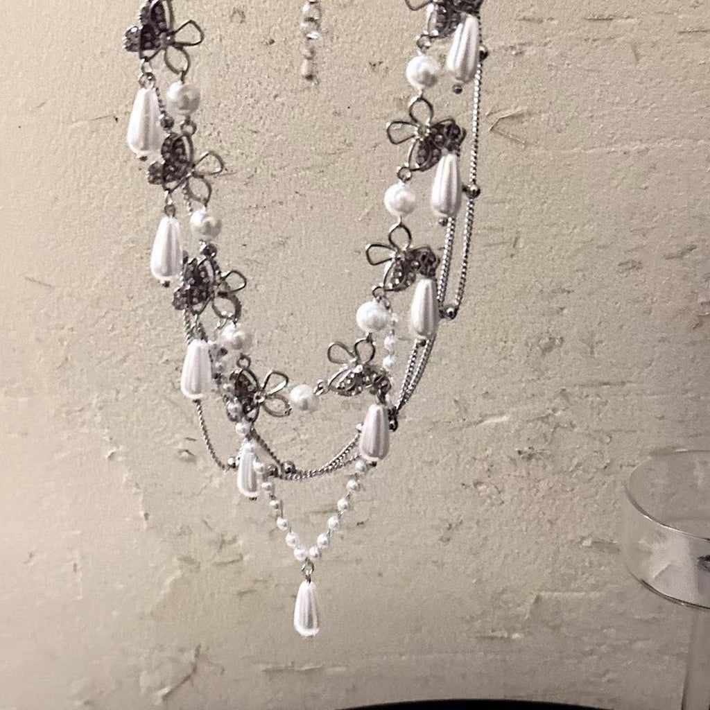 Droplet pendant rhinestone beaded choker necklace  | Festival Outfits Women