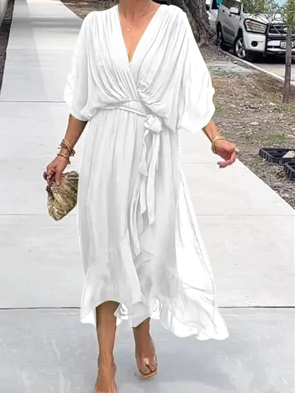 Nives Timeless Dress with V Neckline Chic Silhouette Collection