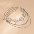 Sun pattern layered waist chain