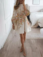 Jacinta Premium Printed Button Front Mini Dress Evening Wear Edit