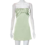 Patchwork slit ruched backless sleeveless tube mini dress